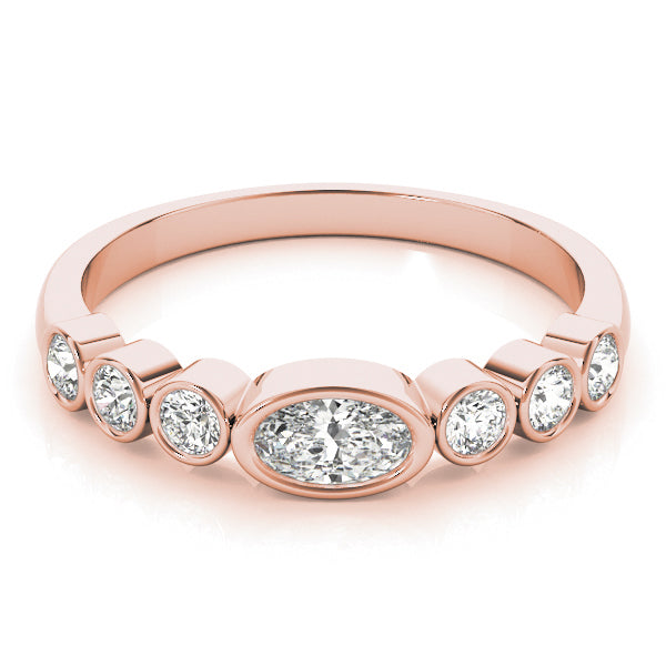 Bezel-Set Oval Diamond Stackable Wedding Band – 0.49 ct