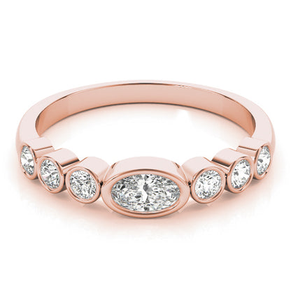 Bezel-Set Oval Diamond Stackable Wedding Band – 0.49 ct