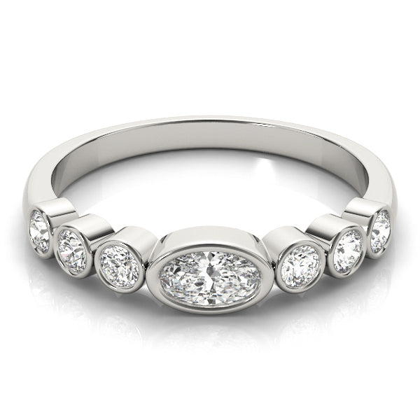 Bezel-Set Oval Diamond Stackable Wedding Band – 0.49 ct