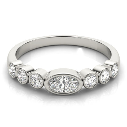 Bezel-Set Oval Diamond Stackable Wedding Band – 0.49 ct