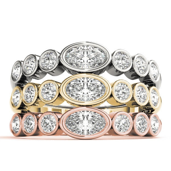 Bezel-Set Oval Diamond Stackable Wedding Band – 0.49 ct