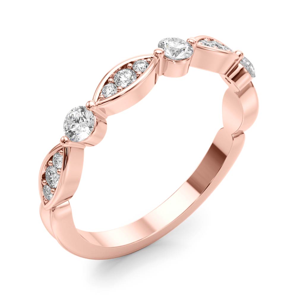 Round &amp; Marquise Diamond Stackable Band – 0.24 ct