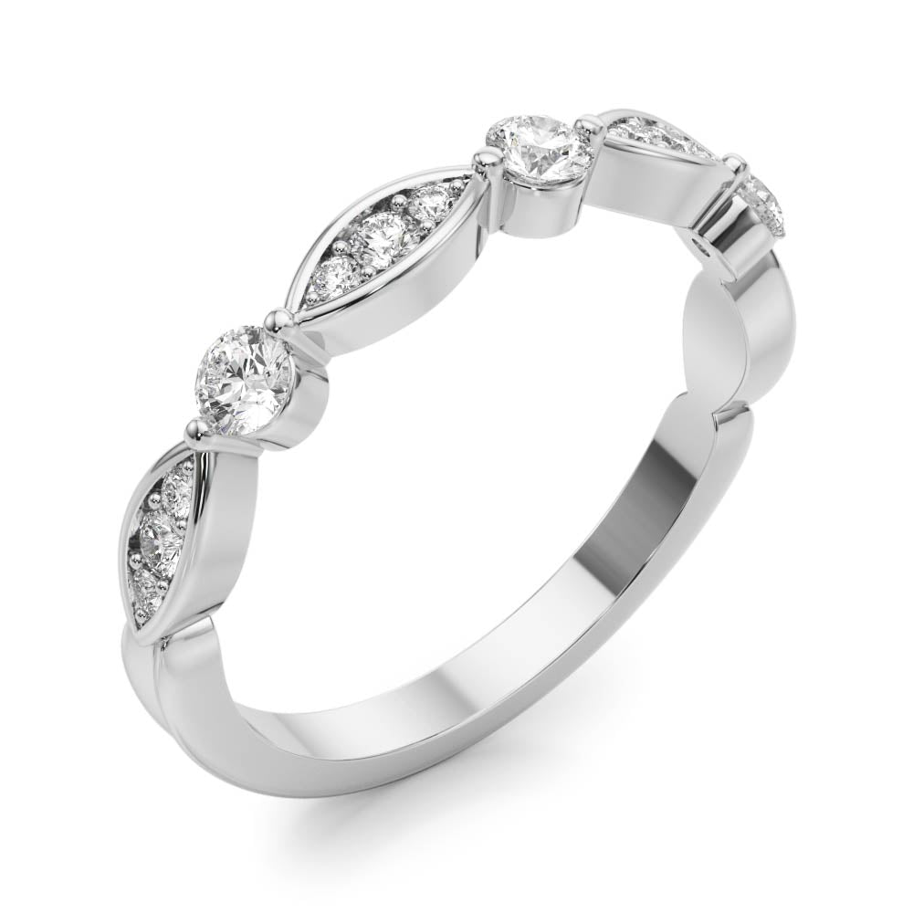 Round &amp; Marquise Diamond Stackable Band – 0.24 ct
