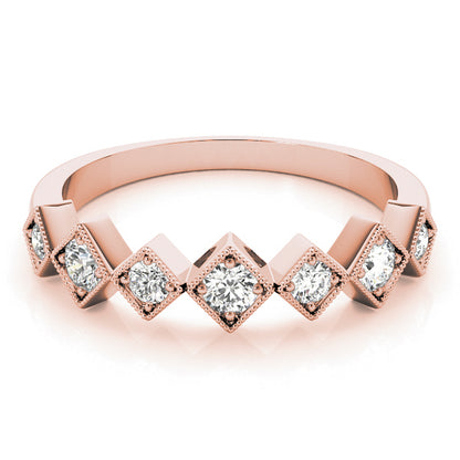 Square Milgrain Diamond Stackable Ring – 0.33 ct