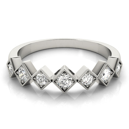 Square Milgrain Diamond Stackable Ring – 0.33 ct