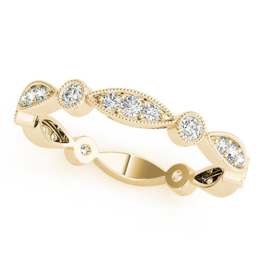 Bezel-Set Milgrain Diamond Stackable Wedding Band – 0.35 ct