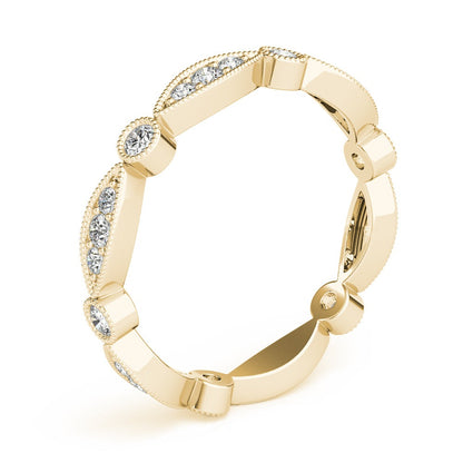 Bezel-Set Milgrain Diamond Stackable Wedding Band – 0.35 ct