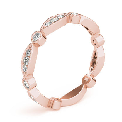 Bezel-Set Milgrain Diamond Stackable Wedding Band – 0.35 ct