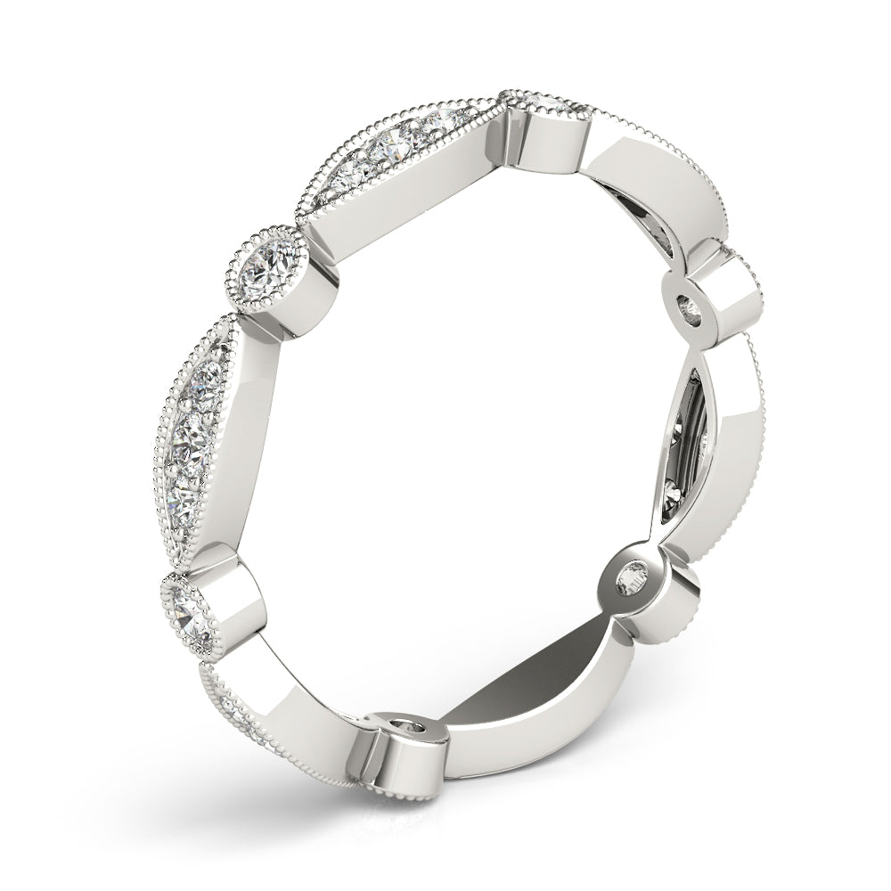 Bezel-Set Milgrain Diamond Stackable Wedding Band – 0.35 ct