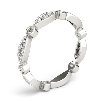 Bezel-Set Milgrain Diamond Stackable Wedding Band – 0.35 ct