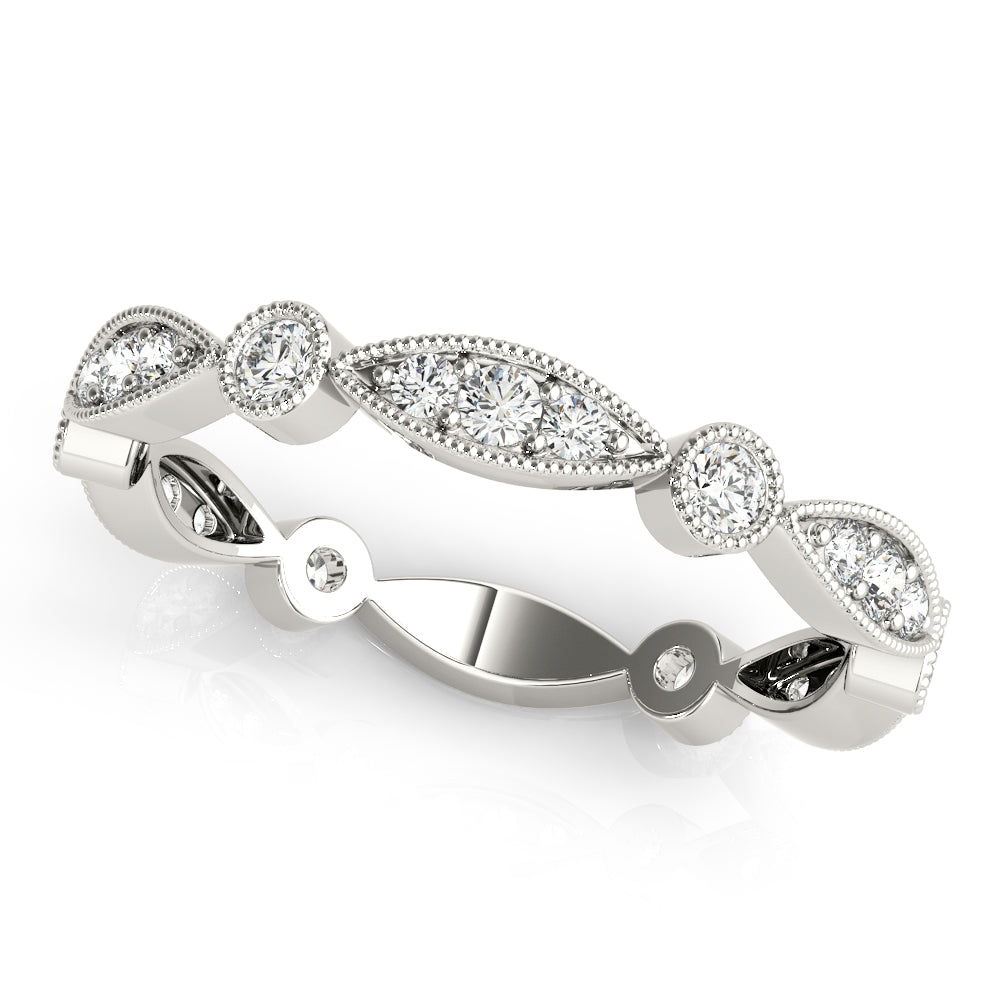 Bezel-Set Milgrain Diamond Stackable Wedding Band – 0.35 ct