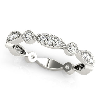 Bezel-Set Milgrain Diamond Stackable Wedding Band – 0.35 ct