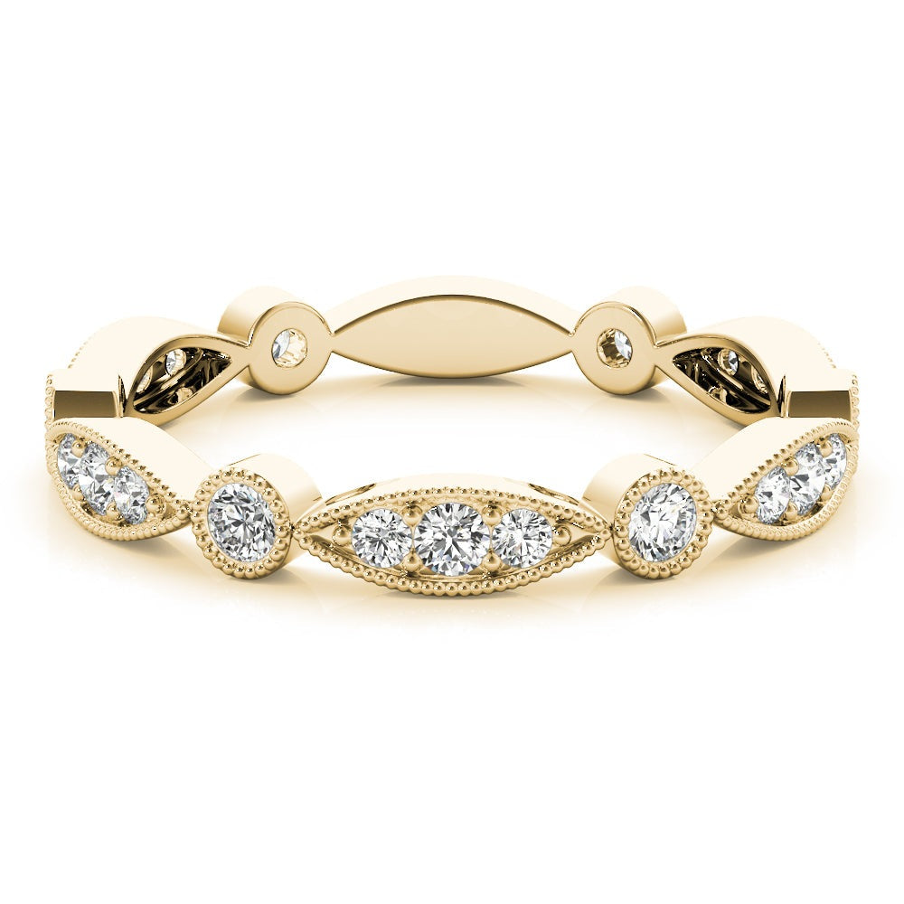 Bezel-Set Milgrain Diamond Stackable Wedding Band – 0.35 ct