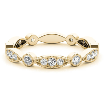 Bezel-Set Milgrain Diamond Stackable Wedding Band – 0.35 ct