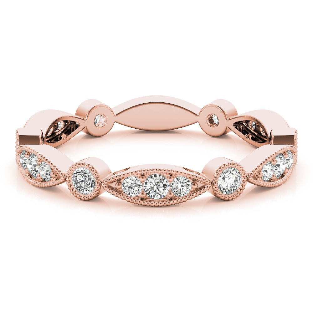 Bezel-Set Milgrain Diamond Stackable Wedding Band – 0.35 ct