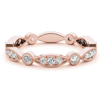 Bezel-Set Milgrain Diamond Stackable Wedding Band – 0.35 ct