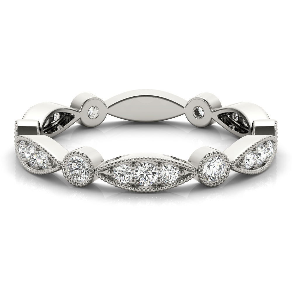 Bezel-Set Milgrain Diamond Stackable Wedding Band – 0.35 ct