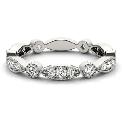 Bezel-Set Milgrain Diamond Stackable Wedding Band – 0.35 ct