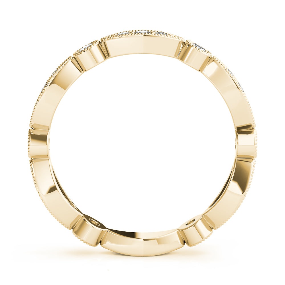 Bezel-Set Milgrain Diamond Stackable Wedding Band – 0.35 ct
