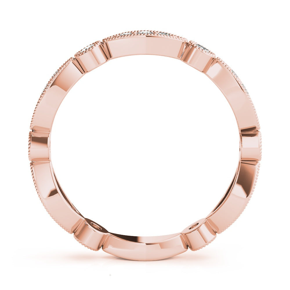 Bezel-Set Milgrain Diamond Stackable Wedding Band – 0.35 ct