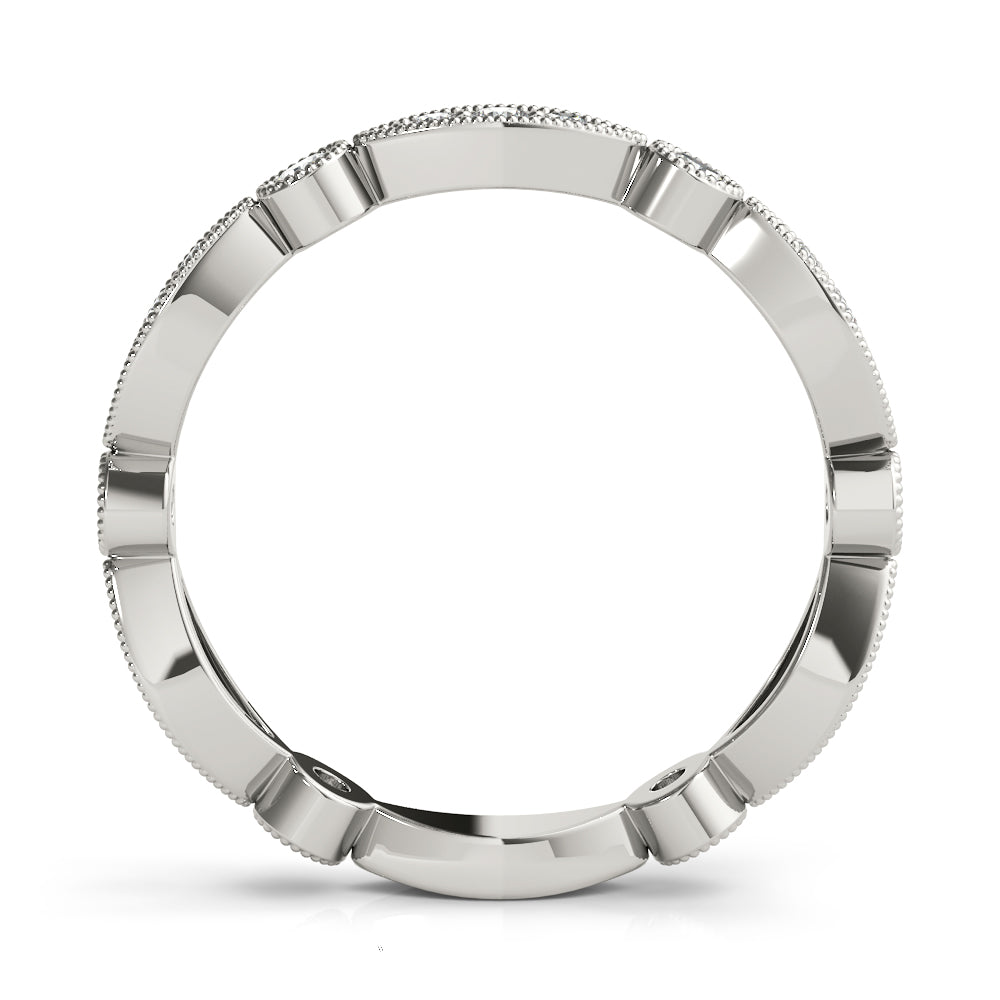 Bezel-Set Milgrain Diamond Stackable Wedding Band – 0.35 ct