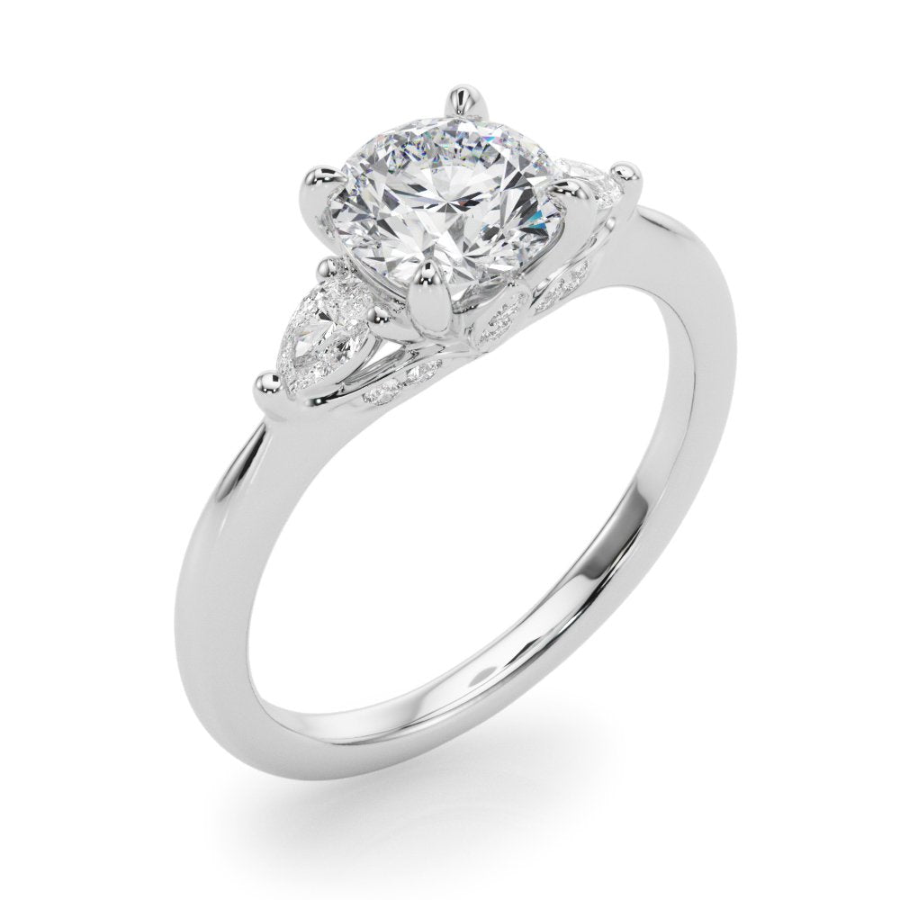 Melina Round Single Row Engagement Ring In 14k White Gold