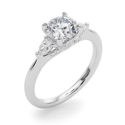 Melina Round Single Row Engagement Ring In 14k White Gold