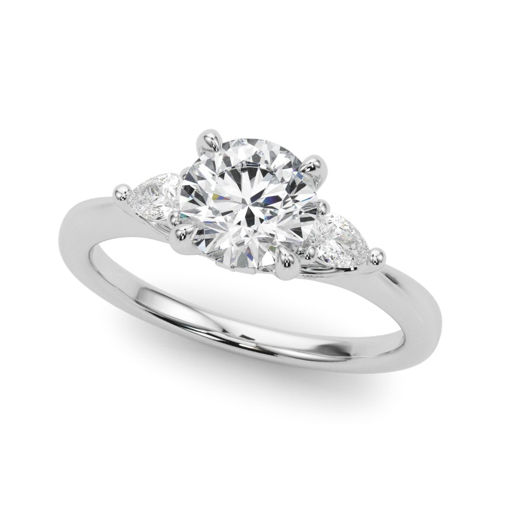 Melina Round Single Row Engagement Ring In 14k White Gold