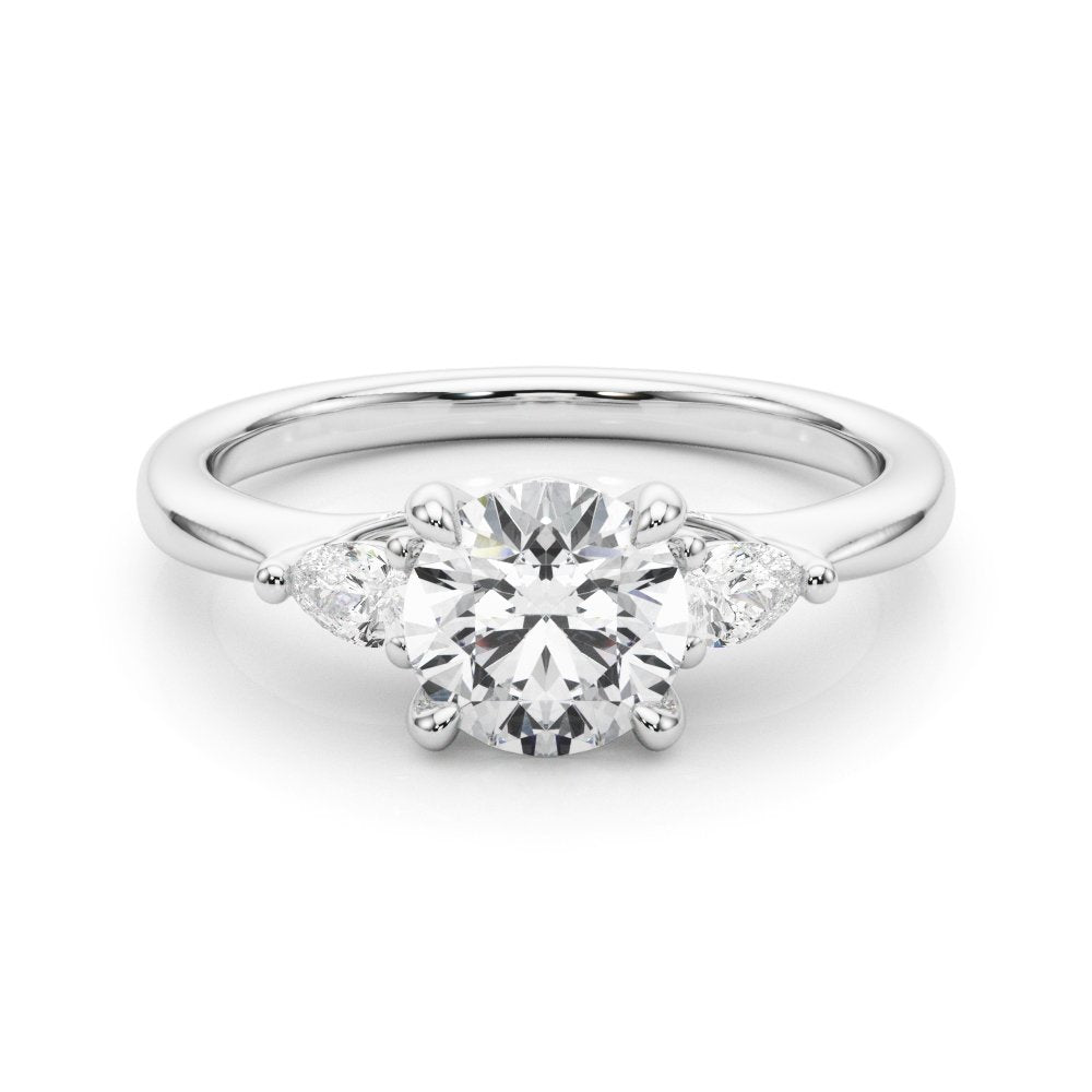 Melina Round Single Row Engagement Ring In 14k White Gold
