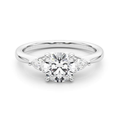 Melina Round Single Row Engagement Ring In 14k White Gold