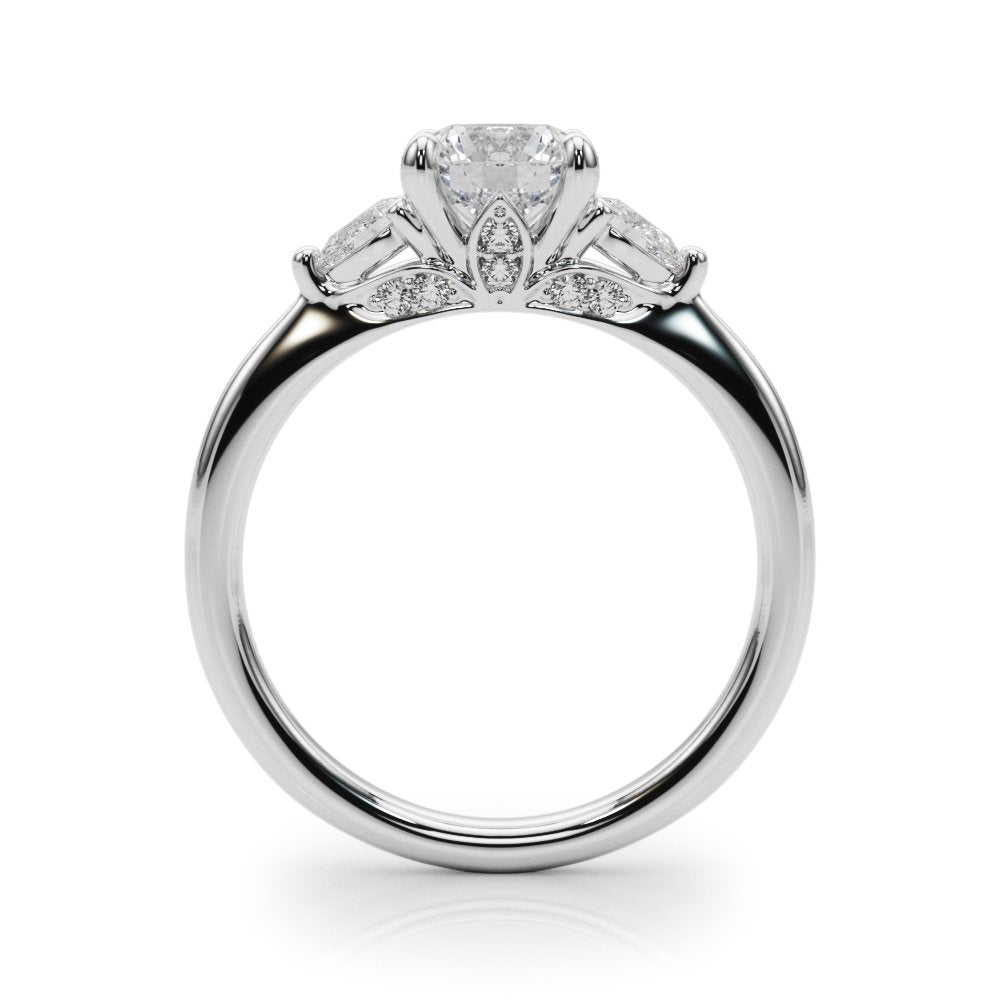 Melina Round Single Row Engagement Ring In 14k White Gold
