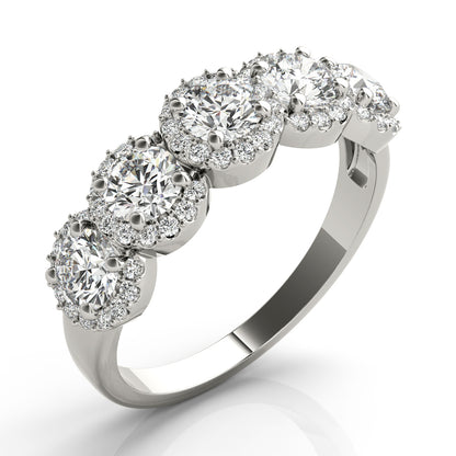 Five-Stone Round Halo Diamond Eternity Band – 0.74 ct