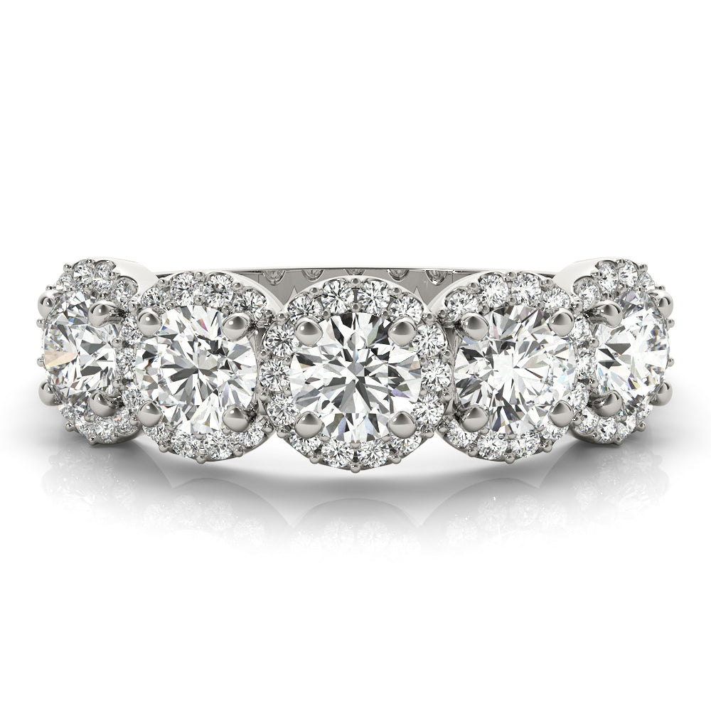 Five-Stone Round Halo Diamond Eternity Band – 0.74 ct