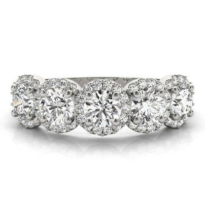 Five-Stone Round Halo Diamond Eternity Band – 0.74 ct