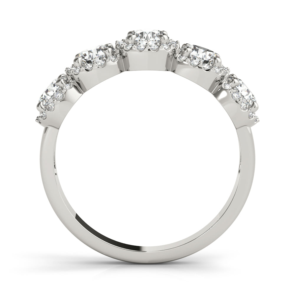Five-Stone Round Halo Diamond Eternity Band – 0.74 ct