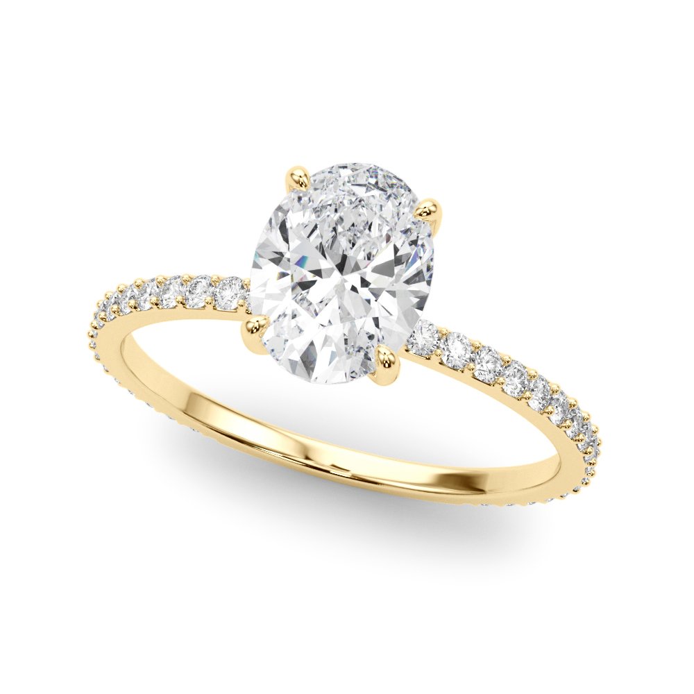 Felicia Oval Hidden Halo Single Row Engagement Ring