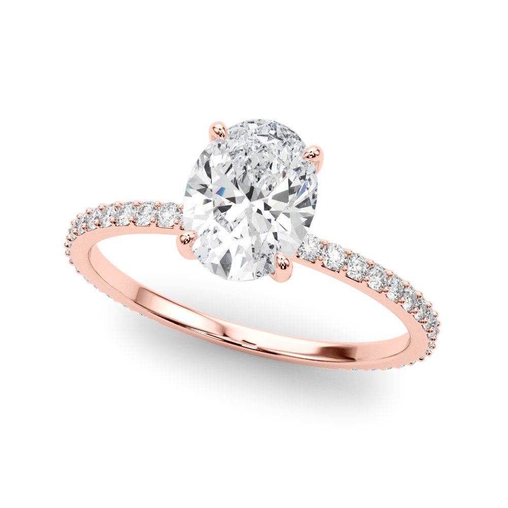 Felicia Oval Hidden Halo Single Row Engagement Ring