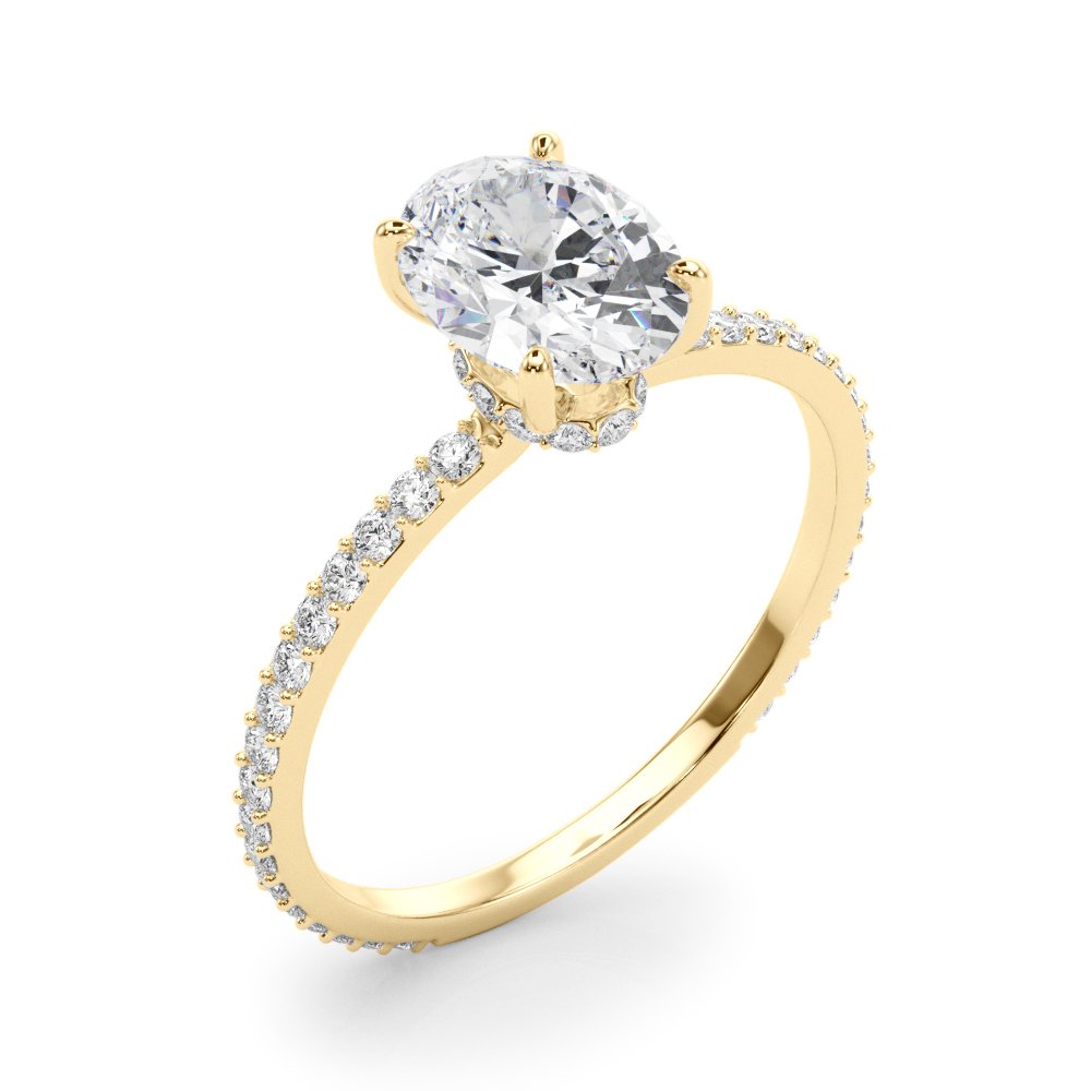 Felicia Oval Hidden Halo Single Row Engagement Ring