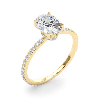Felicia Oval Hidden Halo Single Row Engagement Ring