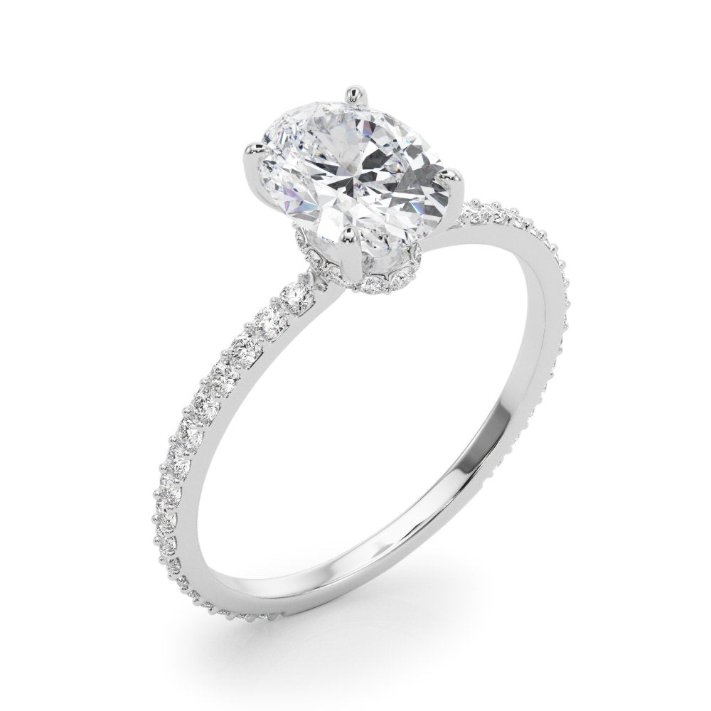 Felicia Oval Hidden Halo Single Row Engagement Ring