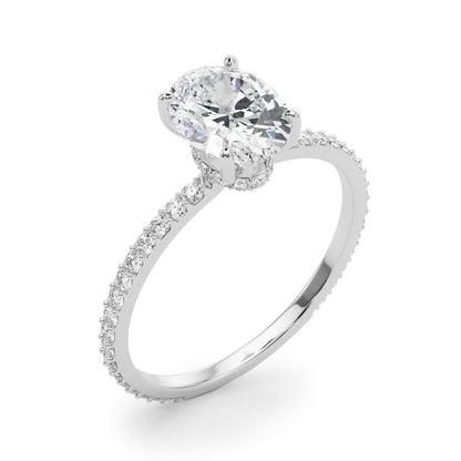 Felicia Oval Hidden Halo Single Row Engagement Ring