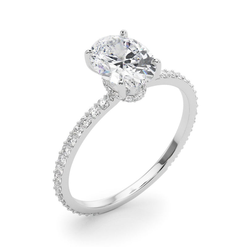 Felicia Oval Hidden Halo Single Row Engagement Ring