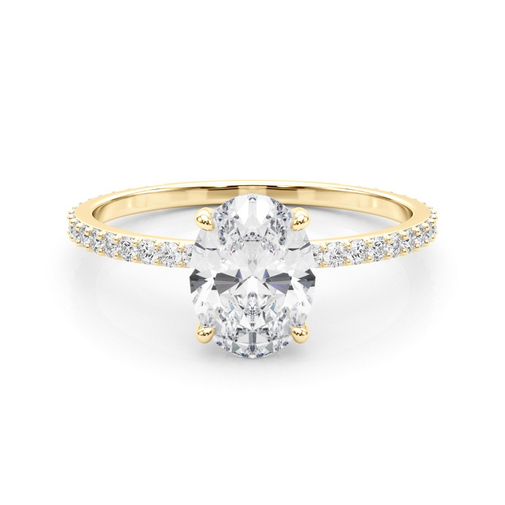 Felicia Oval Hidden Halo Single Row Engagement Ring