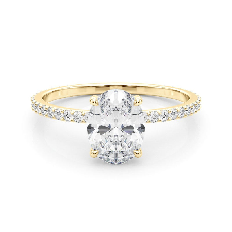 Felicia Oval Hidden Halo Single Row Engagement Ring