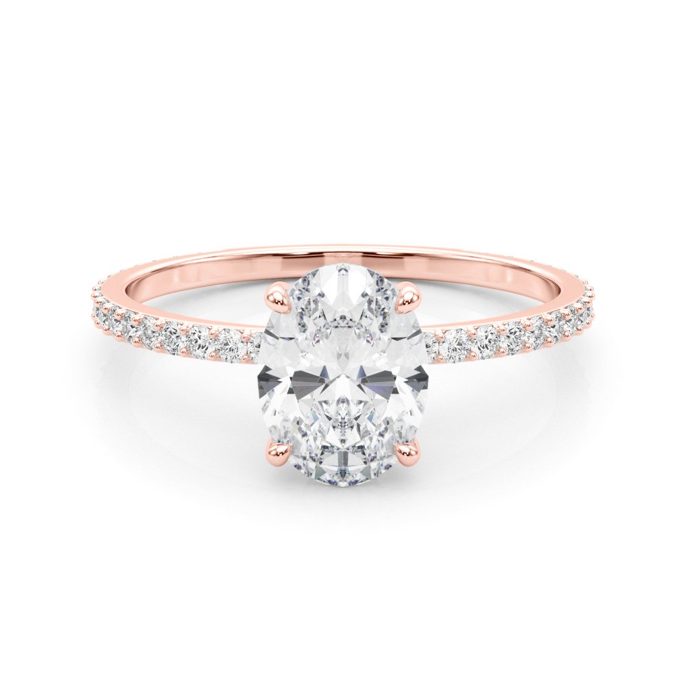 Felicia Oval Hidden Halo Single Row Engagement Ring