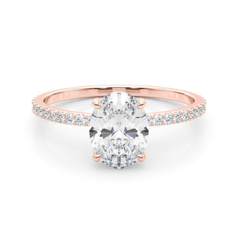 Felicia Oval Hidden Halo Single Row Engagement Ring