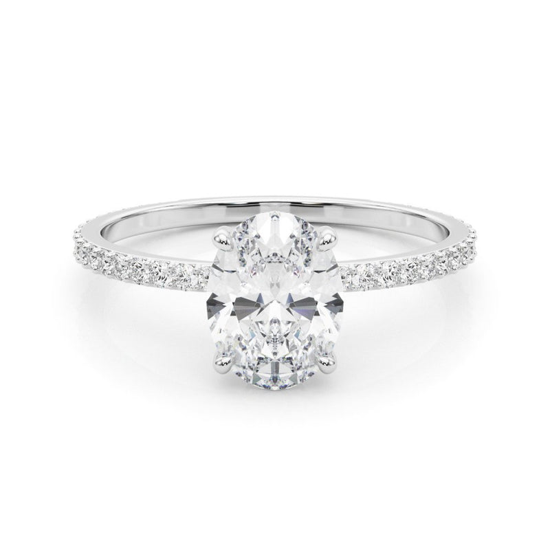 Felicia Oval Hidden Halo Single Row Engagement Ring