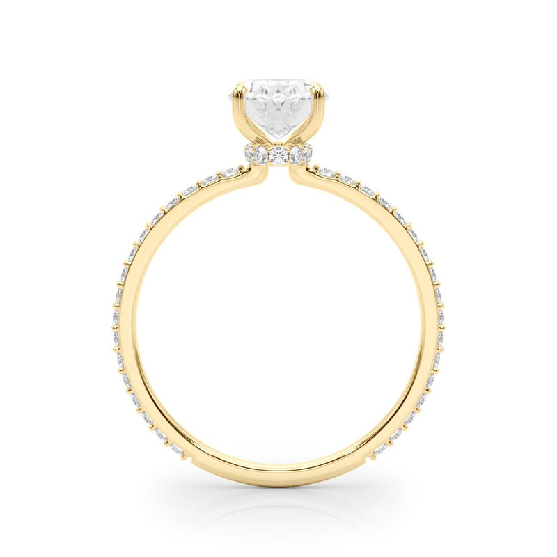 Felicia Oval Hidden Halo Single Row Engagement Ring