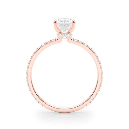 Felicia Oval Hidden Halo Single Row Engagement Ring