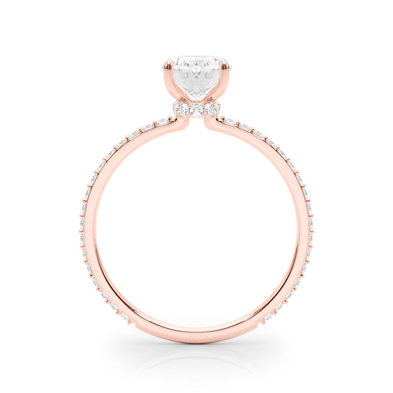 Felicia Oval Hidden Halo Single Row Engagement Ring